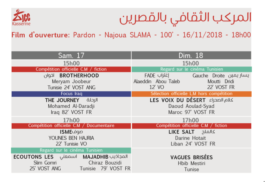 "Programme JCC 2018 Nabeul