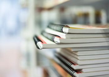 Notebook in store with great blurred backkground