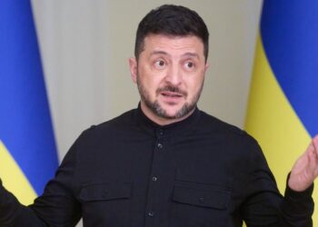 Ukrainian President Volodymyr Zelenskyy talks during his press conference in Kyiv, Ukraine, Friday, Oct. 10, 2025. (AP Photo/Efrem Lukatsky)