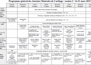 Tunis : Journées Musicales de Carthage du 14 au 21 mars
