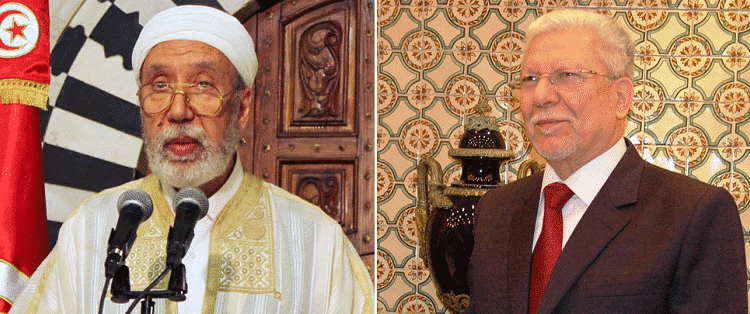 Othman Battikh mufti de la R&eacute;publique ; Taieb Baccouche secr&eacute;taire g&eacute;n&eacute;ral de l'UMA