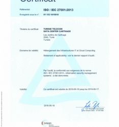 Le Data Center Carthage de Tunisie Telecom obtient la certification ISO/IEC 27001: 2013