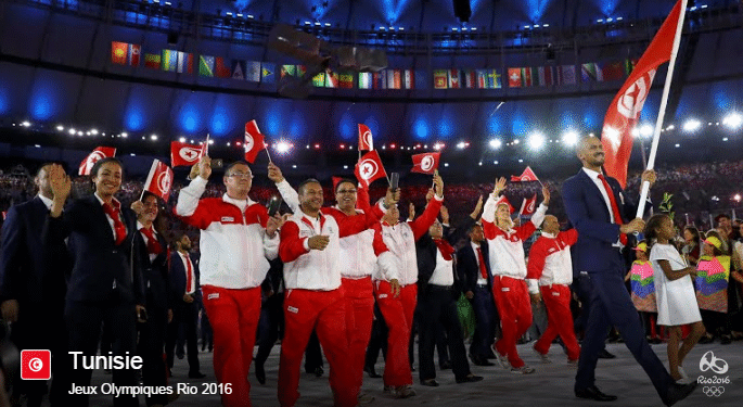 L'équipe olympique tunisienne à la cérémonie de l'ouverture des JO Rio 2016