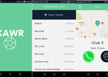 Kawr, l'application 100% tunisienne qui permet de découvrir les terrains de foot les plus proches