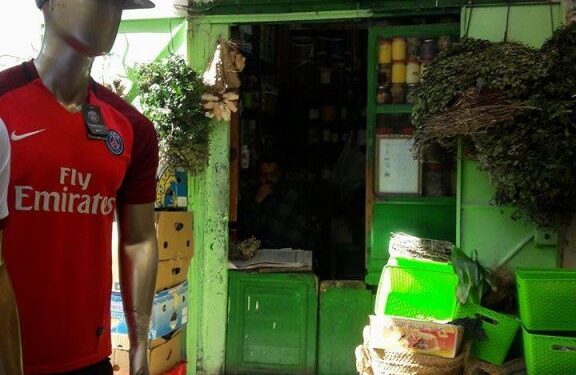 Contrastes dans la médina : Le mannequin et l'herboriste