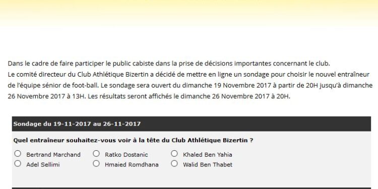 Le prochain entraîneur du CAB… choisi par les supporters !