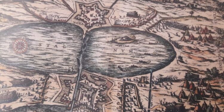 Voici le fameux plan de Braun avec La Goulette, le Lac et Tunis en 1574 !