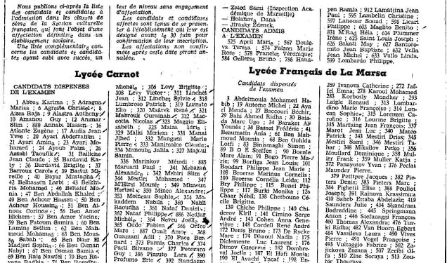 Anciens du lycée Carnot : La liste des admis, cette vieille tradition