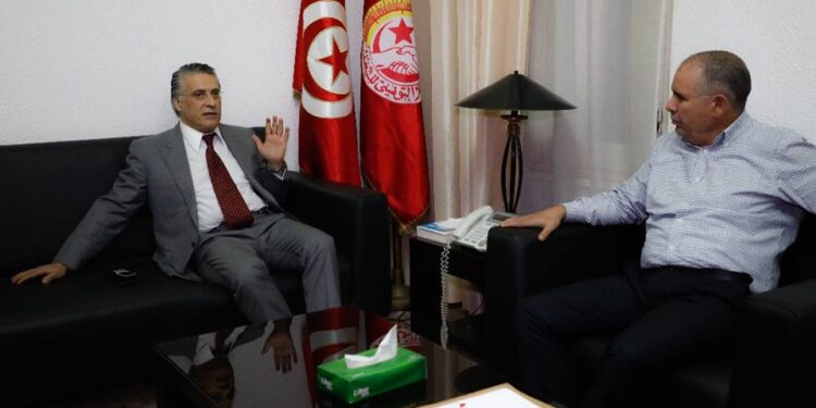 Nabil Karoui s'entretient avec Noureddine Taboubi