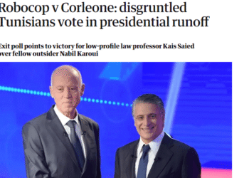The Guardian titre : Robocop vs Corleone... les Tunisiens votent à la Présidentielle !
