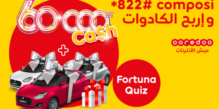 Jeu quiz Fortuna 2021 by Ooredoo : voiture et montants cash hebdomadaires et mensuels mis en jeu
