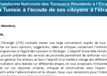 "La Tunisie &agrave; l'&eacute;coute de ses citoyens &agrave; l'&eacute;tranger", nouvelle plateforme destin&eacute;e aux TRE