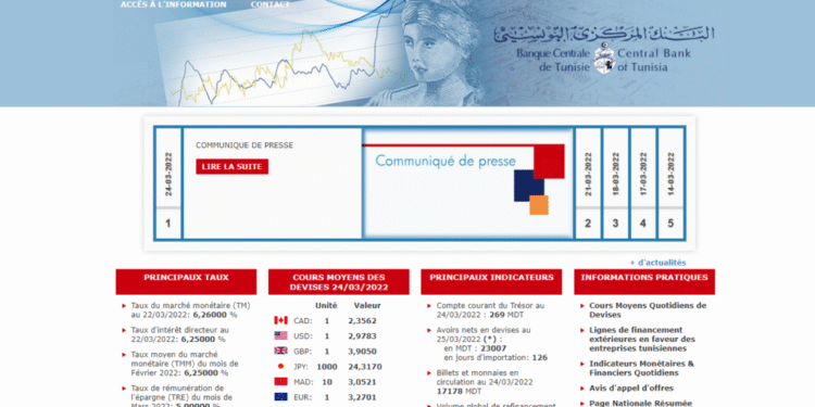 Tunisie : Le site de la BCT de nouveau accessible