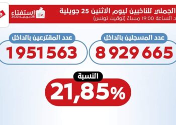 Tunisie - R&eacute;f&eacute;rendum : 21,85%, taux de participation &agrave; 19h