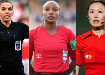 Stéphanie Frappart, Salima Mukansanga et Yoshimi Yamashita