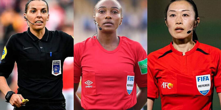 Stéphanie Frappart, Salima Mukansanga et Yoshimi Yamashita