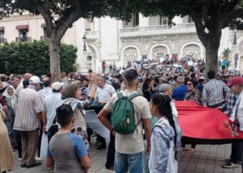 Manifestation de soutien à la Palestine devant le Théâtre municipal de Tunis