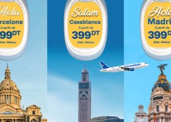 Nouvelair : Vols à 399DT vers Casablanca, Madrid et Barcelone