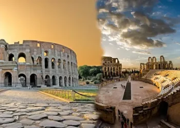 Le Colisée de Rome et l’amphithéâtre El Jem jumelés