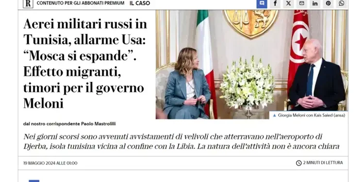 Des vols militaires russes à Djerba, selon La Repubblica