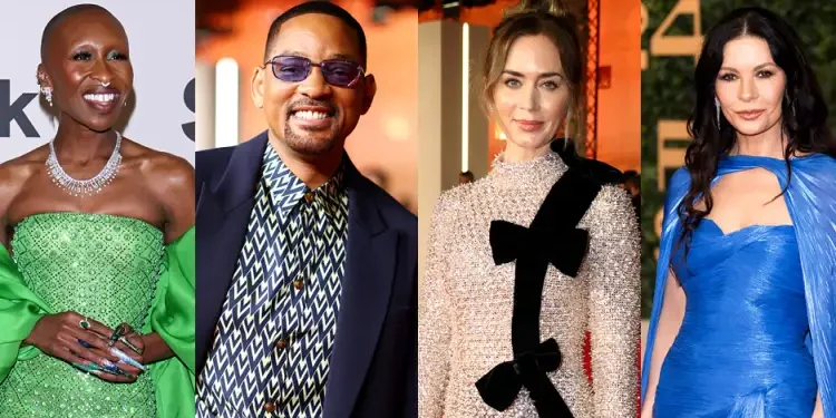 Sur le tapis rouge de la cérémonie d'ouverture du RSIFF 2024, les acteurs américains Cynthia Erivo, Will Smith,  Emily Blunt et Catherine Zeta-Jones