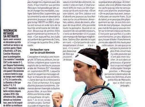 Ons Jabeur "meilleure joueuse arabe de l'histoire" pour L'Équipe
