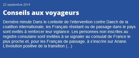 Suite aux menaces de Daech, l'ambassade de France en Tunisie appelle ses concitoyens à renforcer leur vigilance