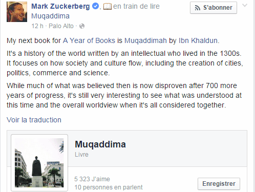 Zuckerberg lira Ibn Khaldoun… et c’est vite tourné en dérision par les Tunisiens