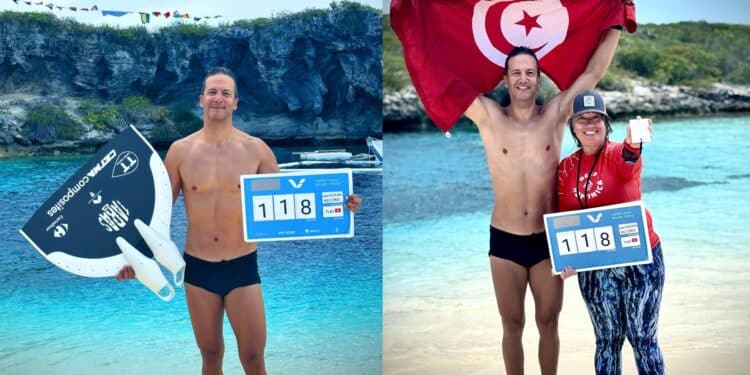 Vertical Blue 2025 : Walid Boudhiaf plonge à 118 mètres et offre un record historique à la Tunisie