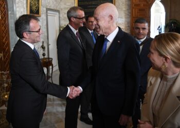 Le président Kaïs Saïed recevant la présidente du Conseil italien Giorgia Meloni