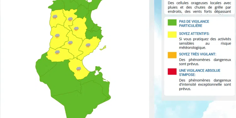 Tunisie - Perturbations météorologiques : Plusieurs régions placées en vigilance jaune