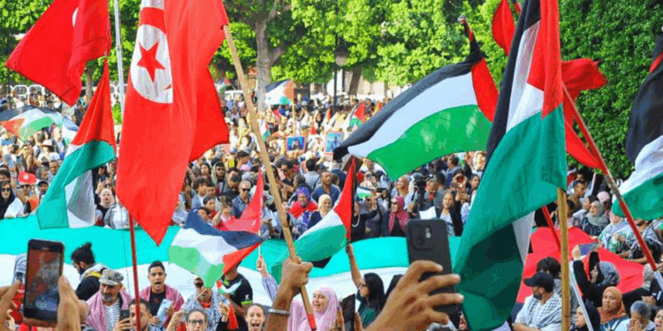 Des centaines d’élèves et d’étudiants défilent à Tunis en solidarité avec la Palestine