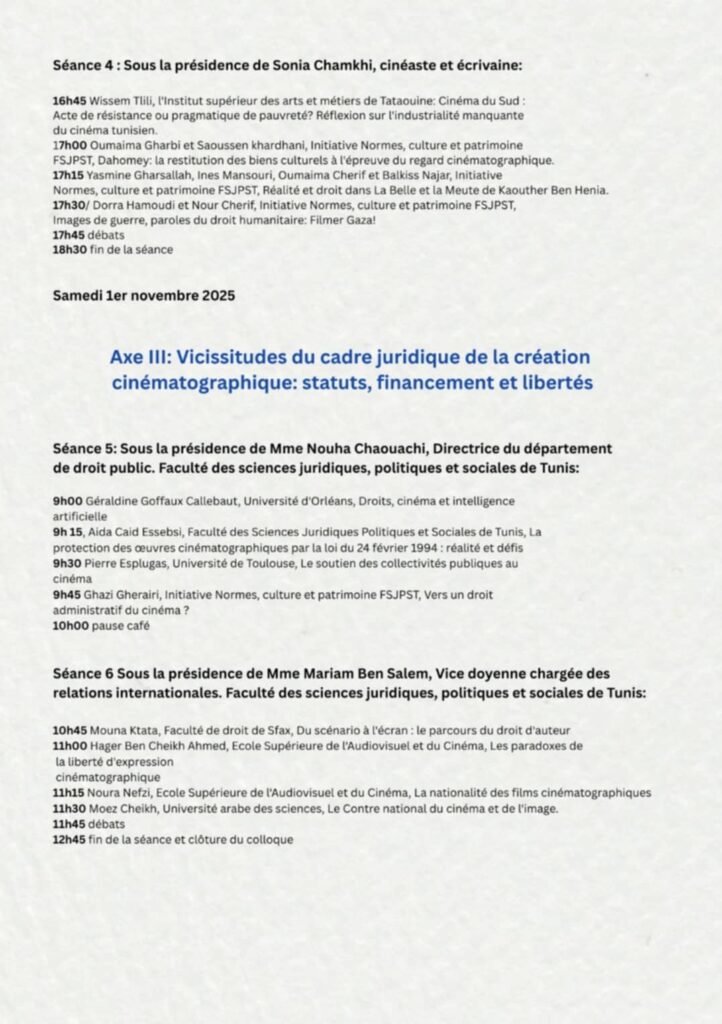 Droit et cinéma
Programme