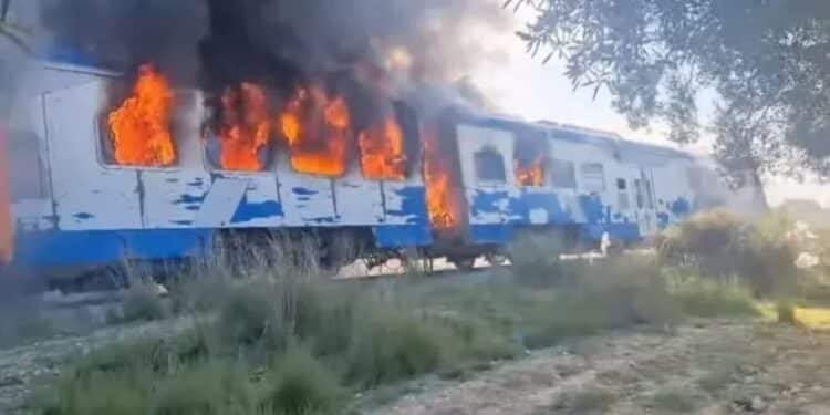 Kalâa Sghira : 8 interpellations après l’attaque et l’incendie d’un train