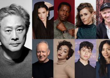 De gauche à droite : Park Chan-wook © Lee Seung-hee / Demi Moore © Thomas Whiteside / Isaach De Bankolé © Larry Busacca /  Laura Wandel © Thomas Laisné / Paul Laverty © Joss Barratt  / Stellan Skarsgård © NEON / Ruth Negga © Justin Coit / Diego Céspedes © Tom Chenette  / Chloé Zhao © Christian Tierney