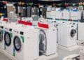 A large selection of household appliances for the bathroom and kitchen in the furniture store