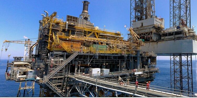 Installations gazi&egrave;res offshore de Miskar, au large de la Tunisie. Photo d'archives