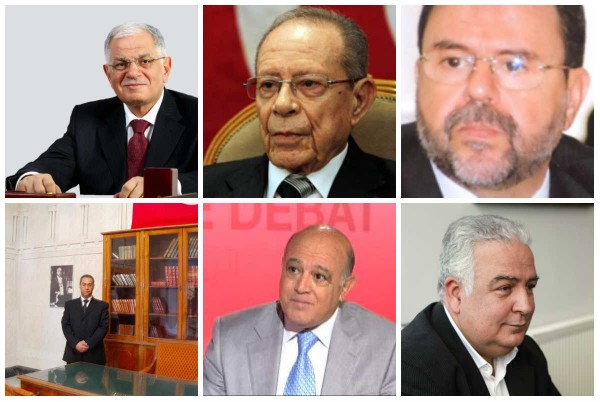 Kamel Morjane, Hamed Karoui, Fayçal Triki, Sami Chabrak, Sahby Basly et Ahmed Mansour dirigeants de partis destouriens en Tunisie